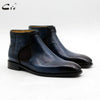 Cie Blake Chelsea With Shoelace Blue Hand-Painted Leather Sole Boot